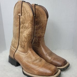 Nocona Competitor Brown Leather Cowboy Western Boots Womens Size 7.5 B  NL1702